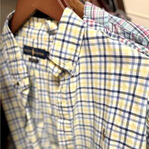 Polo Ralph Lauren Classic Fit Button-Down Oxford Shirt- Blue/Wh/Yl Plaid, L